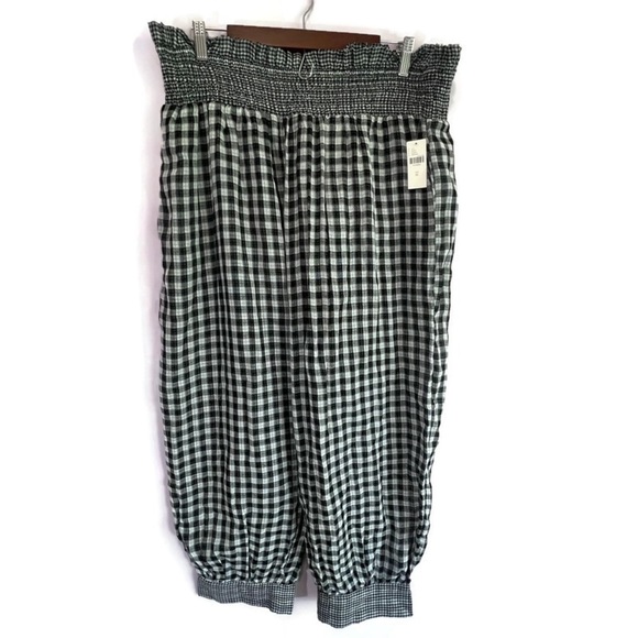 Anthropologie Pants - NWT ANTHROPOLOGIE Black and White Gingham High Waist Sheer Cotton Gauze Pants XL